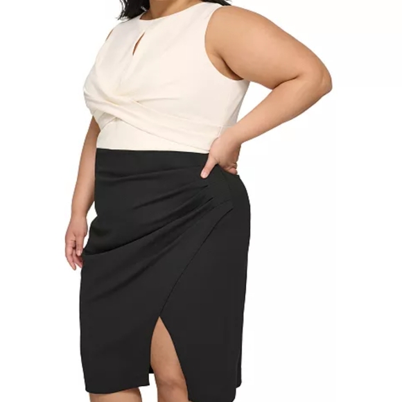 DKNYPlus Colorblock Keyhole Sheath Dress Size 22W - Picture 3 of 7